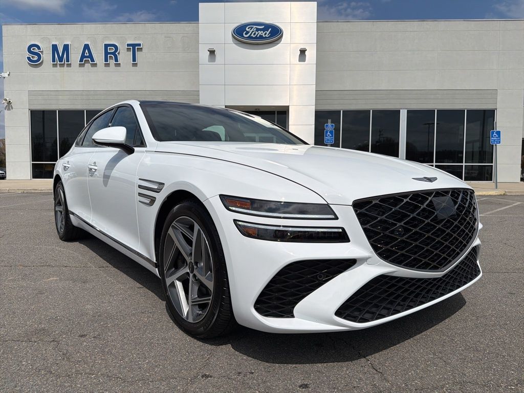 Alta White 2025 Genesis G80 3.5T Sport Advanced AWD Sedan All-Wheel Drive 8-Speed Automatic