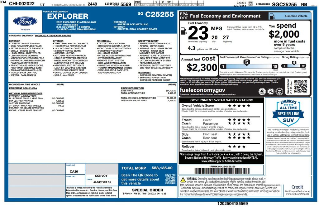 Used 2025 Black Metallic Ford Platinum image 2