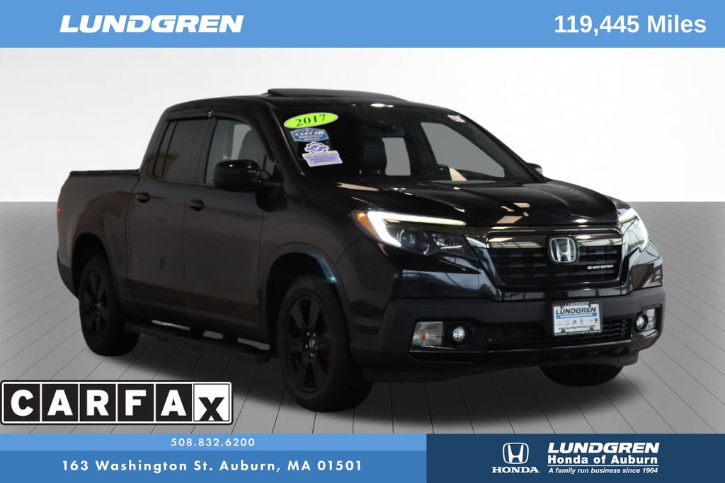 Crystal Black Pearl 2017 Honda Ridgeline Pickup Truck All-Wheel Drive 6-Speed Automatic