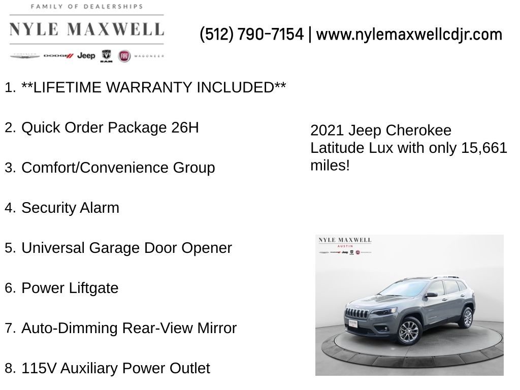 Used Car 2021 Jeep Cherokee  Latitude Lux For Sale Under $25,000 In Austin, Texas