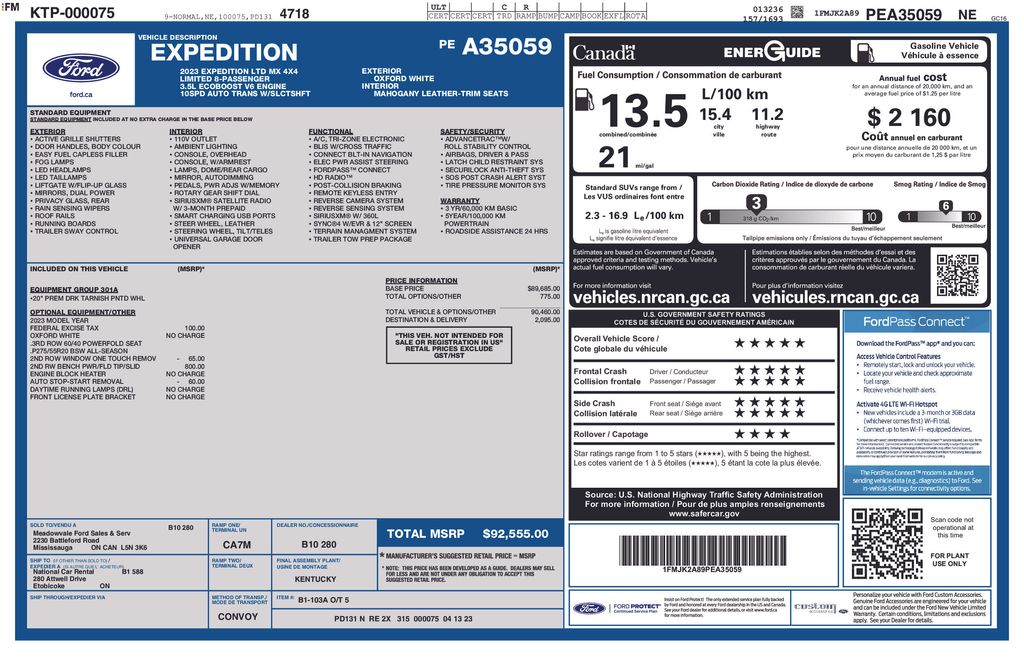 2023 Oxford White Ford Expedition Max Limited 4X4 SUV