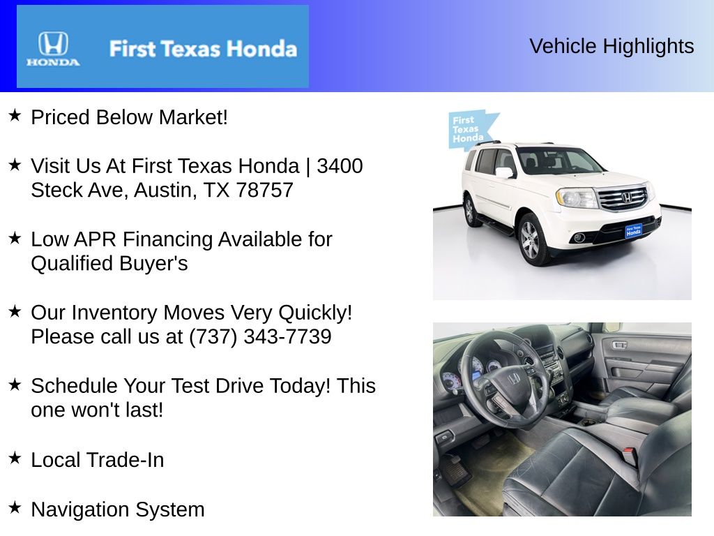 Used Car 2014 Honda Pilot  Touring For Sale Under $10,000 In Austin, Texas