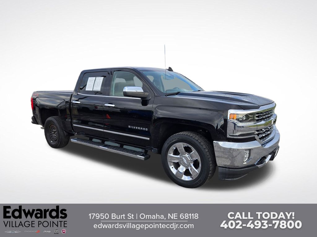 Black 2018 Chevrolet Silverado 1500 LTZ Crew Cab 4WD Pickup Truck Four-Wheel Drive 6-Speed Automatic Overdrive