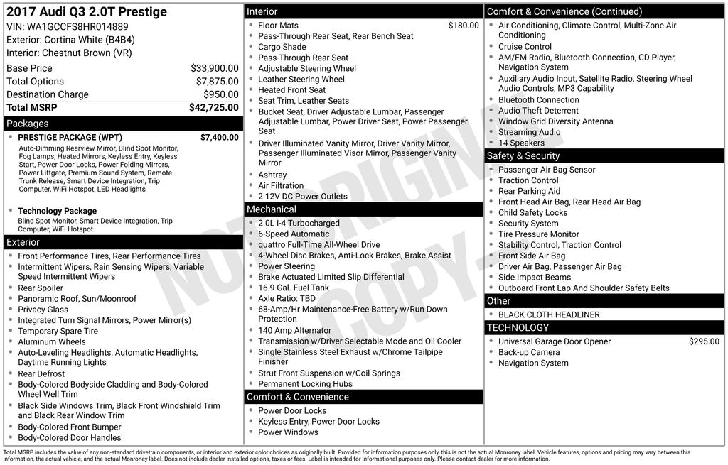 Used Car 2017 Audi Q3  2.0t Prestige For Sale Under $15,000 In Austin, Texas