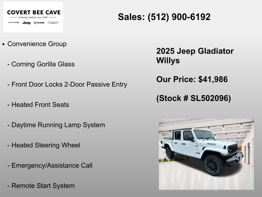 New Car 2025 Jeep Gladiator  Willys For Sale Under $50,000 In Austin, Texas
