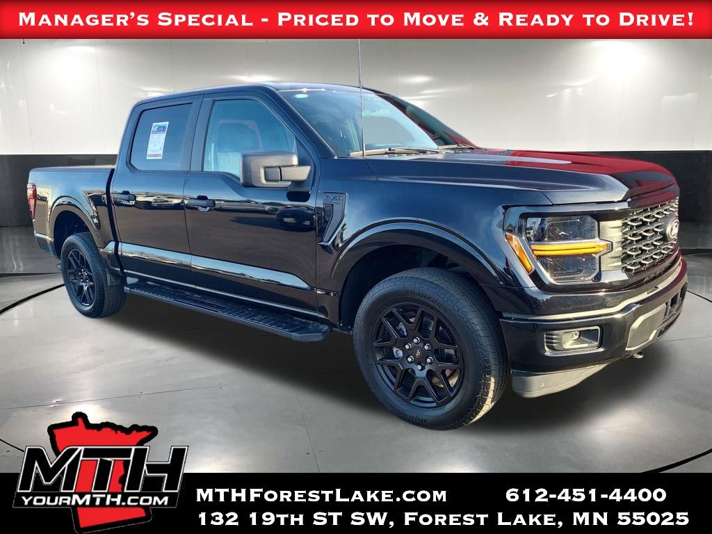 Agate Black Metallic 2024 Ford F-150 STX 4dr SuperCrew 4WD Pickup Truck Four-Wheel Drive Automatic