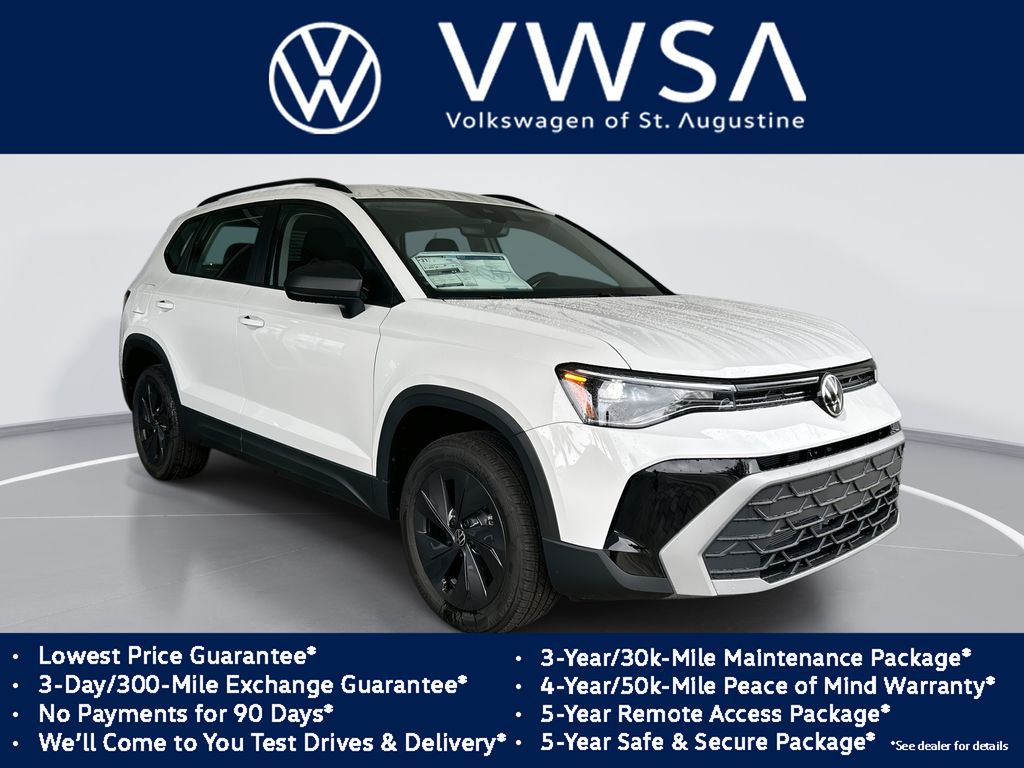 Pure White 2026 Volkswagen Taos SUV / Crossover Front-Wheel Drive 8-Speed Automatic