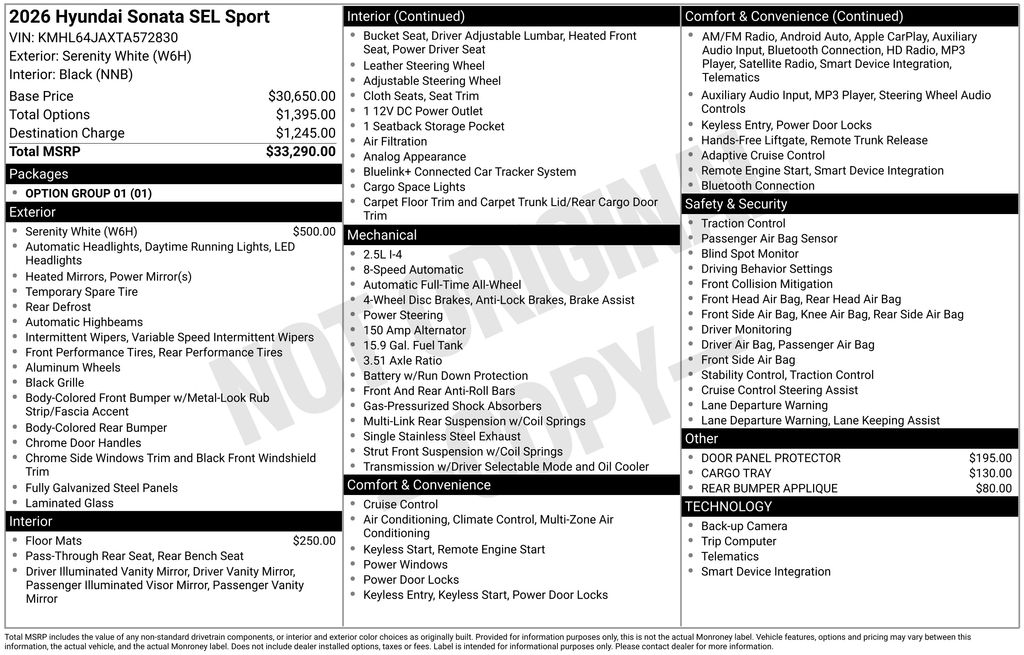 New 2026 White Hyundai SEL Sport image 17