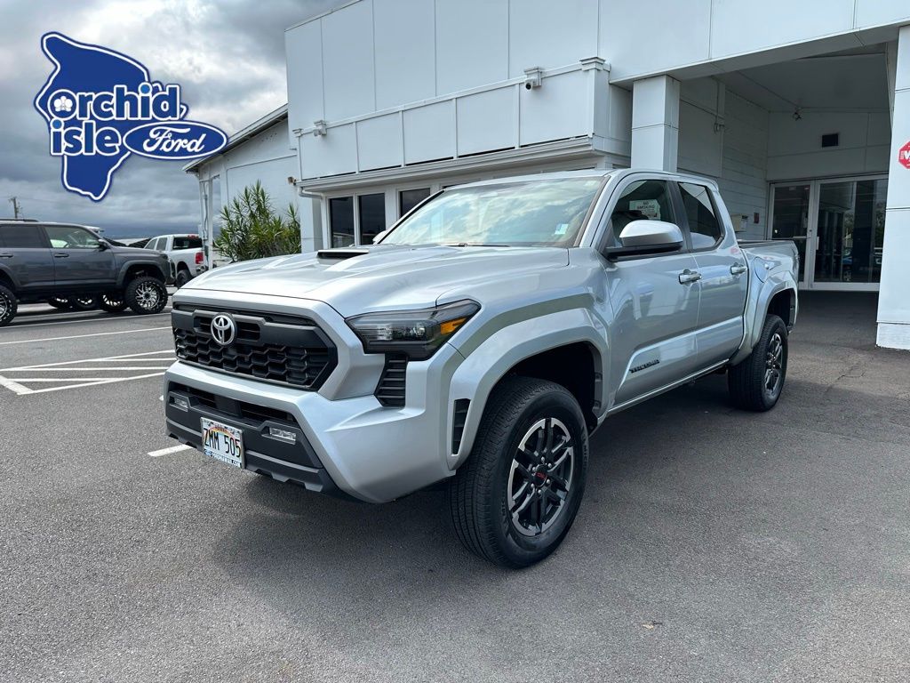 Silver 2024 Toyota Tacoma TRD Sport Double Cab 4WD Pickup Truck Four-Wheel Drive 8-Speed Automatic