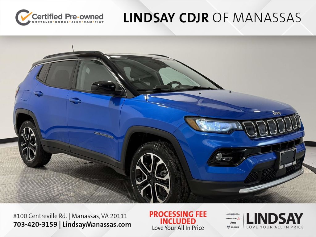Laser Blue Pearlcoat 2022 Jeep Compass Limited 4WD SUV / Crossover Four-Wheel Drive 9-Speed Automatic