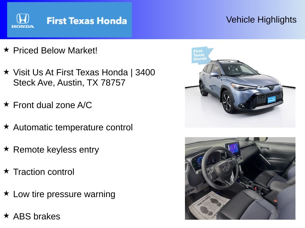 Used Car 2024 Toyota Corolla Cross  Hybrid Xse For Sale Under $35,000 In Austin, Texas