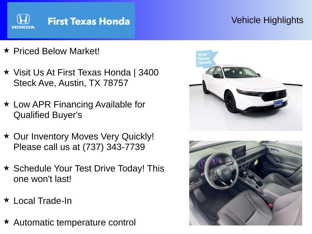 Used Car 2025 Honda Accord  Se For Sale Under $30,000 In Austin, Texas