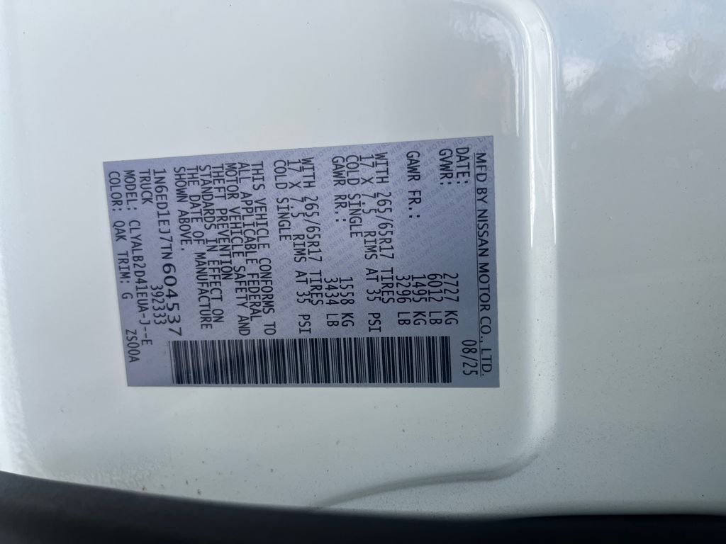 2026 Glacier White Nissan Frontier SV RWD Truck