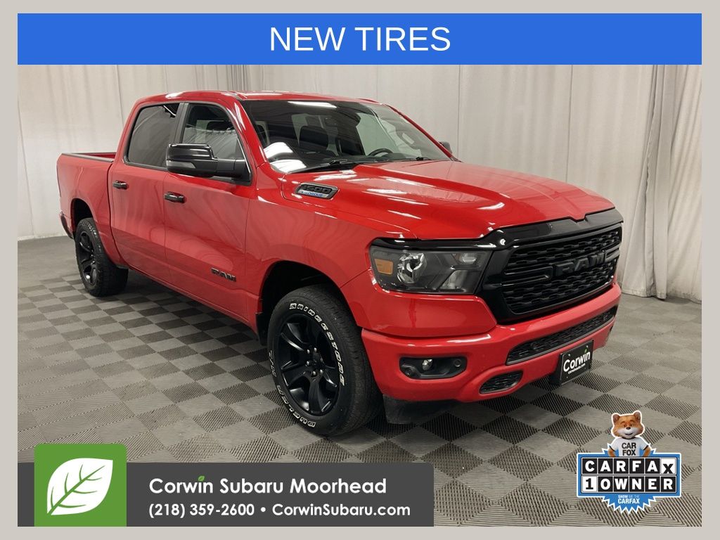 Flame Red Clearcoat 2024 RAM 1500 Big Horn Crew Cab 4WD Pickup Truck Four-Wheel Drive 8-Speed Automatic