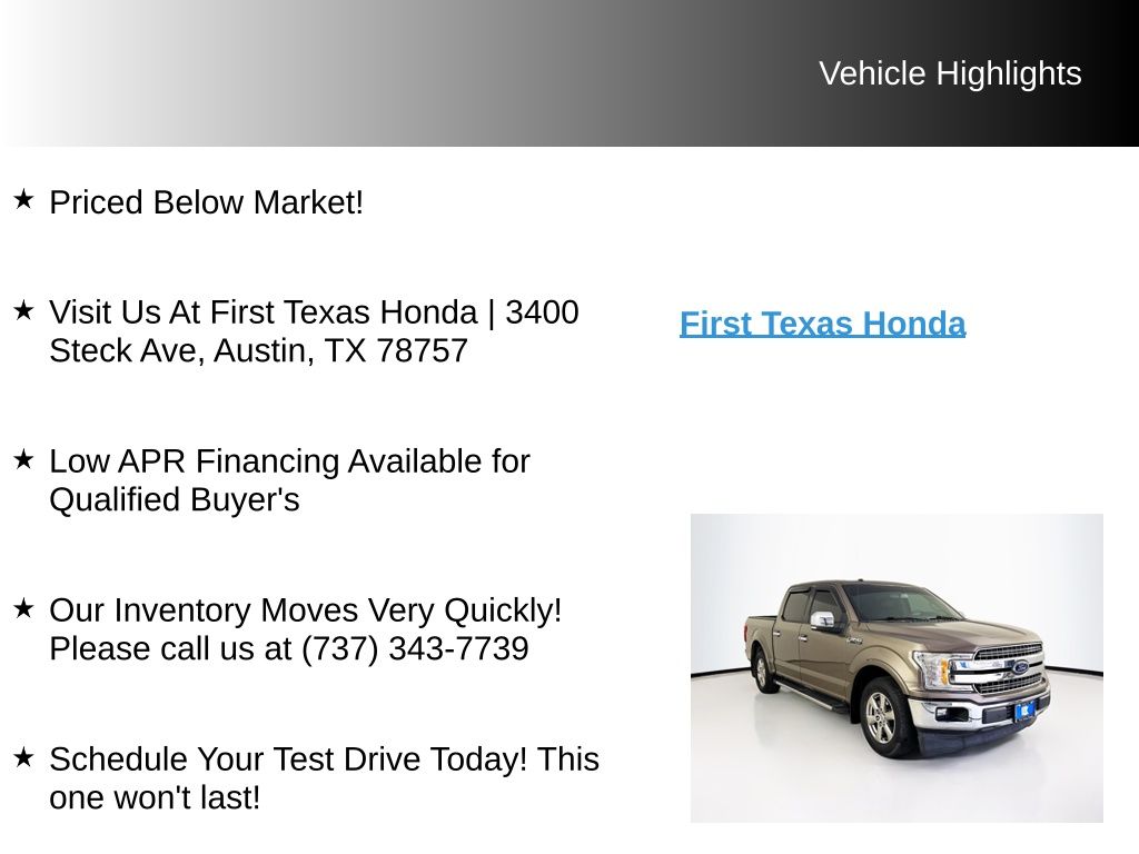 Used Car 2018 Ford F-150  Lariat For Sale Under $30,000 In Austin, Texas