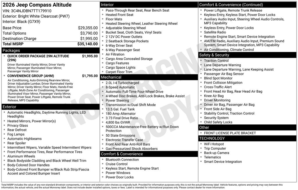 new 2026 Jeep Compass car, priced at $28,867