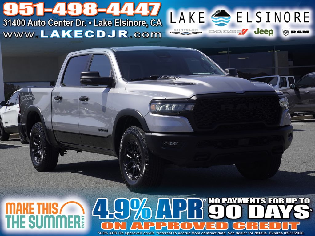 Billet Silver Metallic Clearcoat 2025 RAM 1500 Rebel Crew Cab 4WD Pickup Truck Four-Wheel Drive 8-Speed Automatic