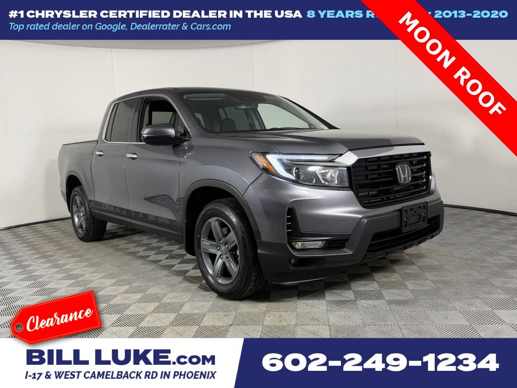 Gray (Modern Steel Metallic) 2022 Honda Ridgeline RTL-E AWD Pickup Truck All-Wheel Drive 9-Speed Automatic