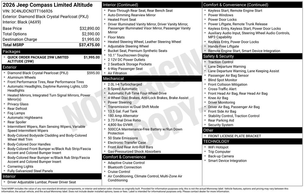 new 2026 Jeep Compass car, priced at $29,898