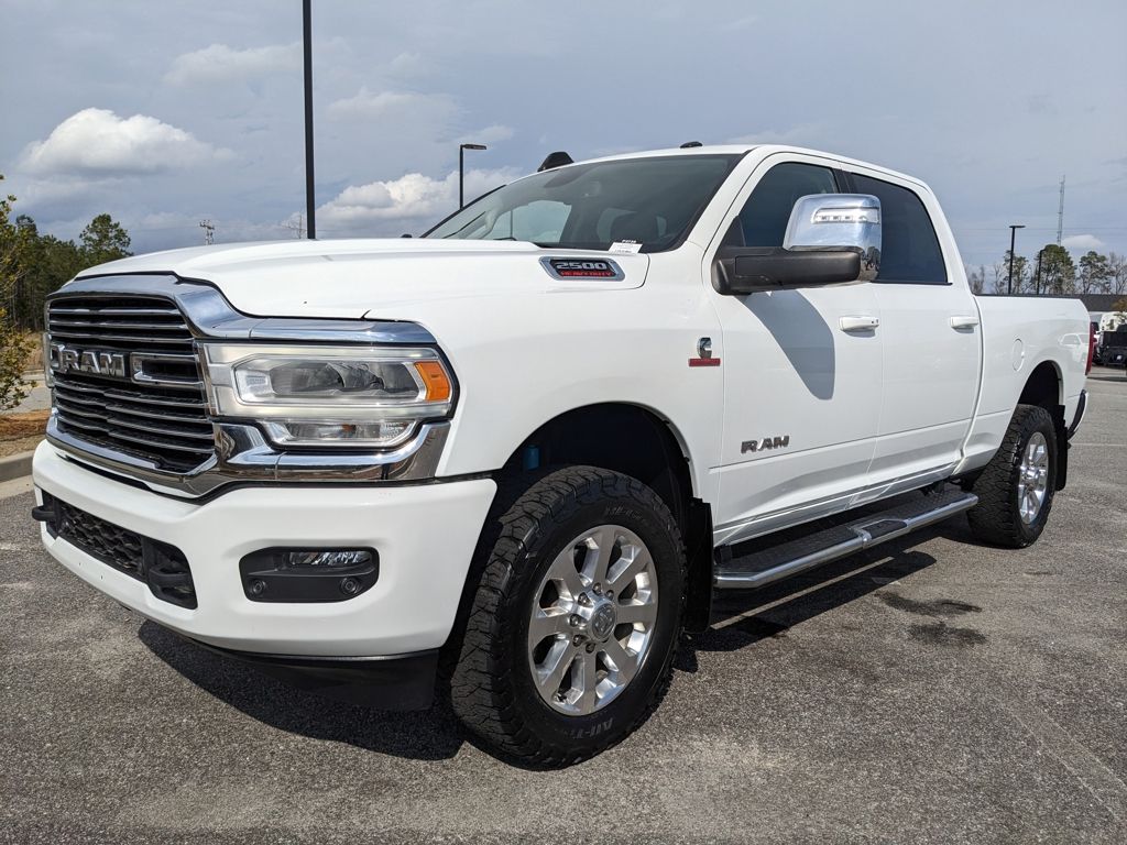 Bright White Clearcoat 2023 RAM 2500 Laramie Crew Cab 4WD Pickup Truck Four-Wheel Drive 6-Speed Automatic