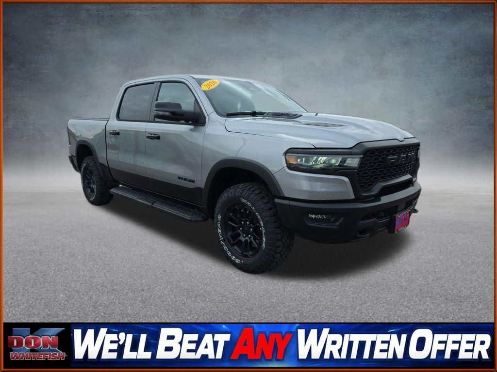 Billet Silver Metallic Clearcoat 2026 RAM 1500 Rebel Crew Cab 4WD Pickup Truck Four-Wheel Drive 8-Speed Automatic