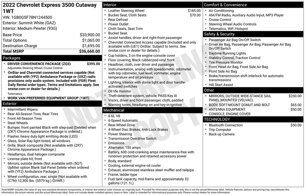 2022 Chevrolet Express 3500 Work Van - 5