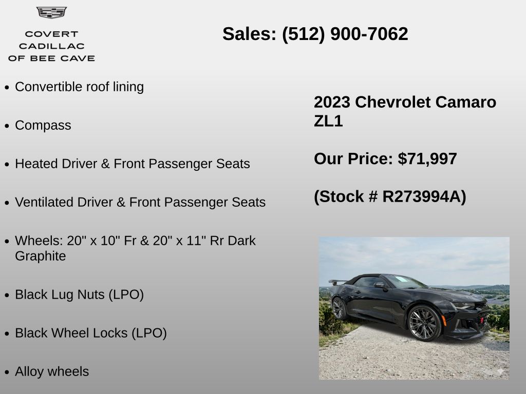 Used Car 2023 Chevrolet Camaro  Zl1 For Sale Under $80,000 In Austin, Texas
