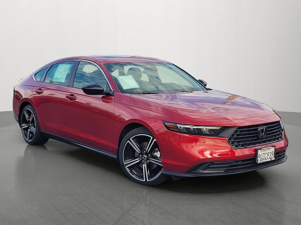 Radiant Red 2025 Honda Accord Hybrid Sedan Front-Wheel Drive Continuously Variable Transmission