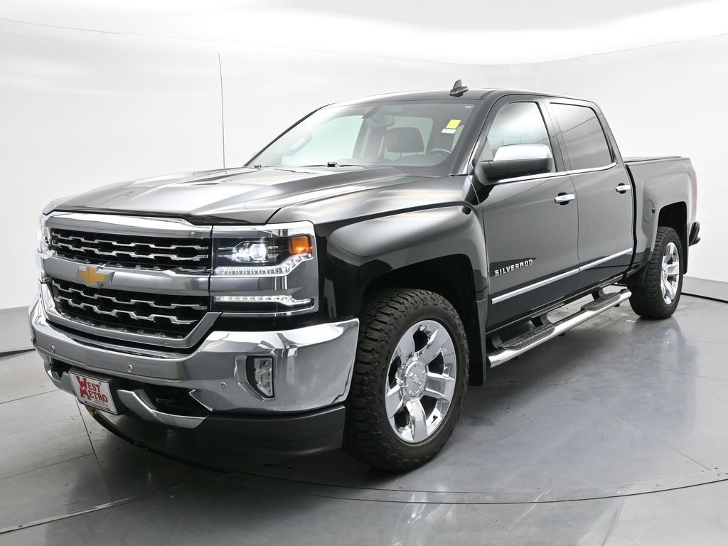 Black 2018 Chevrolet Silverado 1500 LTZ Crew Cab 4WD Pickup Truck Four-Wheel Drive 6-Speed Automatic Overdrive