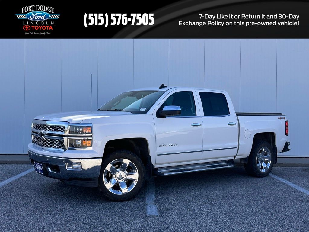 Summit White 2015 Chevrolet Silverado 1500 LTZ Crew Cab 4WD Pickup Truck Four-Wheel Drive 6-Speed Automatic Overdrive