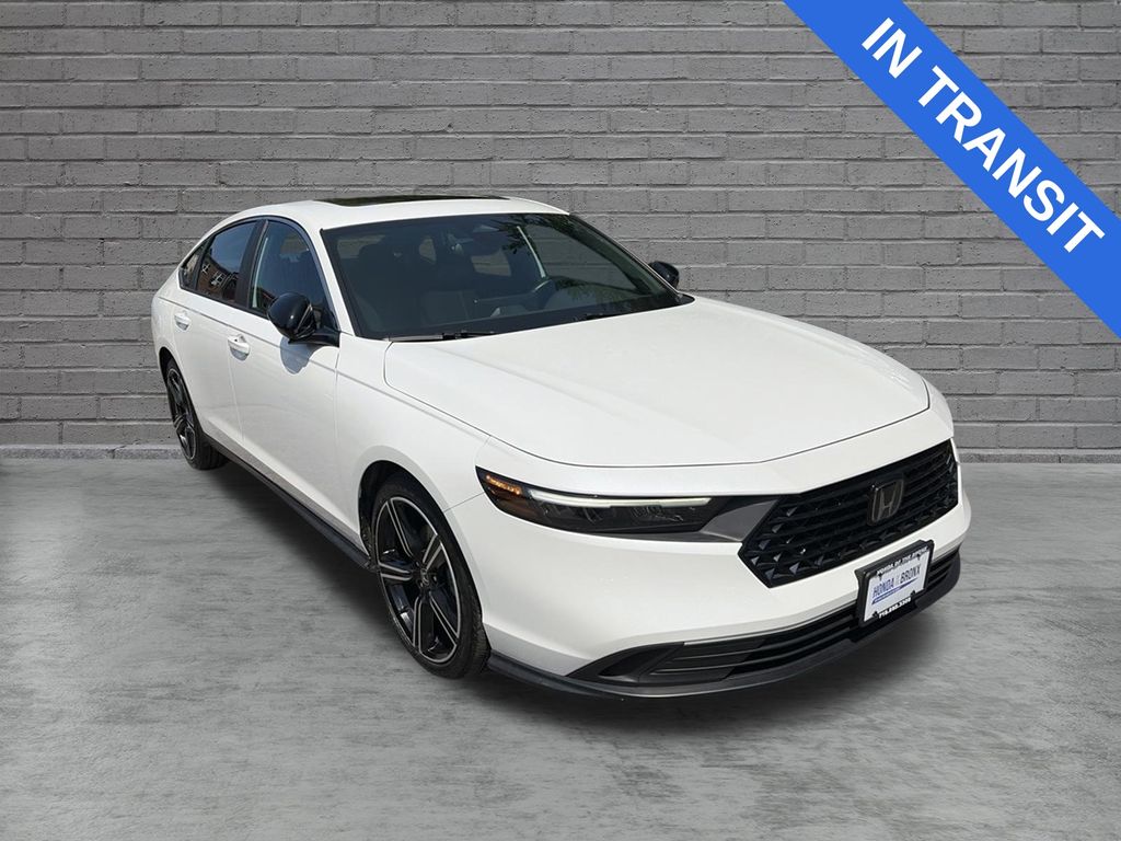 Platinum White Pearl 2025 Honda Accord Hybrid Sedan Front-Wheel Drive Continuously Variable Transmission