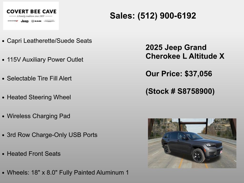 New Car 2025 Jeep Grand Cherokee L  For Sale Under $40,000 In Austin, Texas
