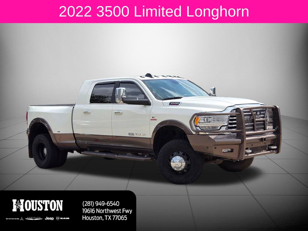 Pearl White 2022 RAM 3500 Pickup Truck Four-Wheel Drive 6-Speed Automatic