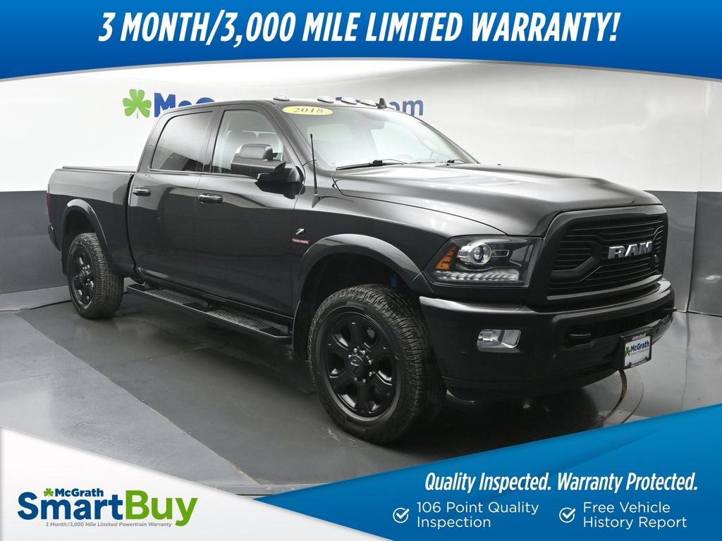 Brilliant Black Crystal Pearlcoat 2018 RAM 3500 Laramie Crew Cab 4WD Pickup Truck Four-Wheel Drive 6-Speed Automatic