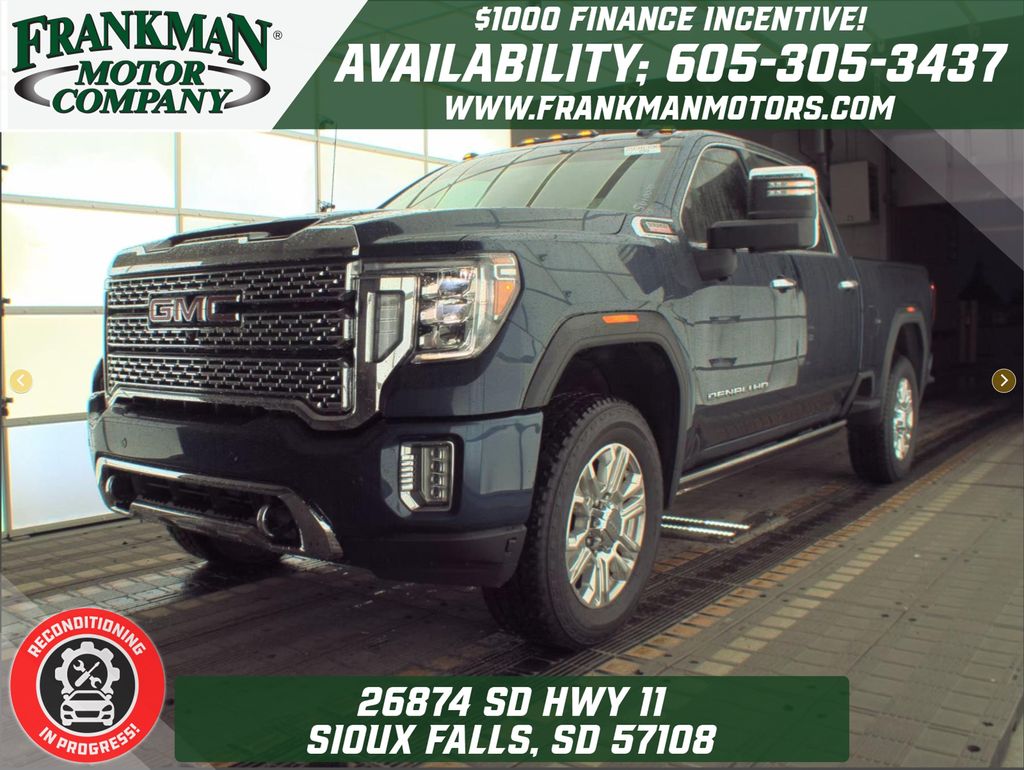Pacific Blue Metallic 2023 GMC Sierra 2500HD Denali Crew Cab 4WD Pickup Truck Four-Wheel Drive Automatic