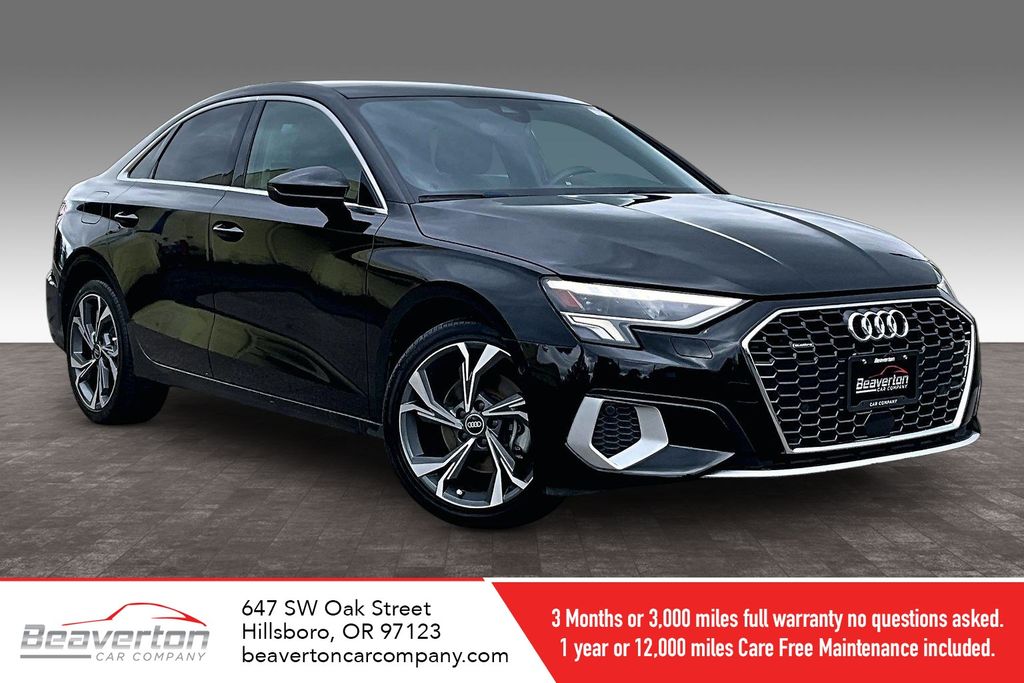 Black Metallic 2022 Audi A3 40 TFSI quattro Premium Plus AWD Sedan All-Wheel Drive 7-Speed Automatic