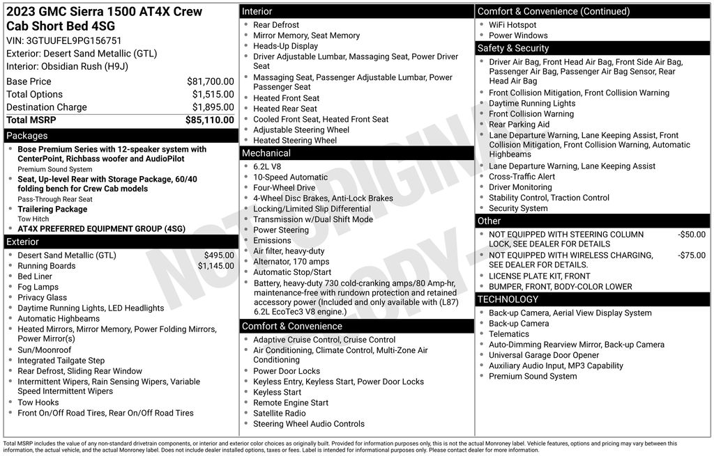 Used Car 2023 Gmc Sierra 1500  At4x For Sale Under $60,000 In Austin, Texas