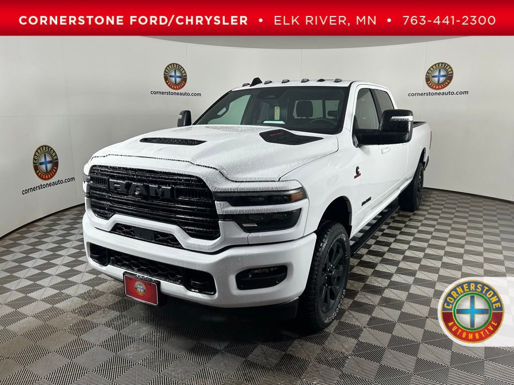 Bright White Clearcoat 2026 RAM 3500 Laramie Crew Cab LB 4WD Pickup Truck Four-Wheel Drive 8-Speed Automatic
