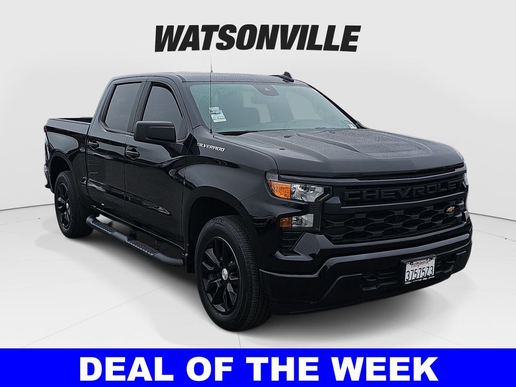 Black 2024 Chevrolet Silverado 1500 Custom Crew Cab RWD Pickup Truck 4X2 8-Speed Automatic