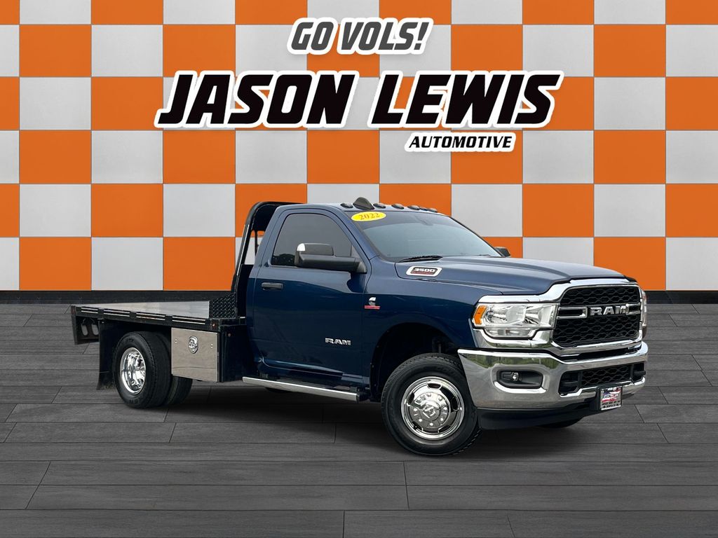 Patriot Blue Pearlcoat 2022 RAM 3500 Chassis Pickup Truck Four-Wheel Drive 6-Speed Automatic