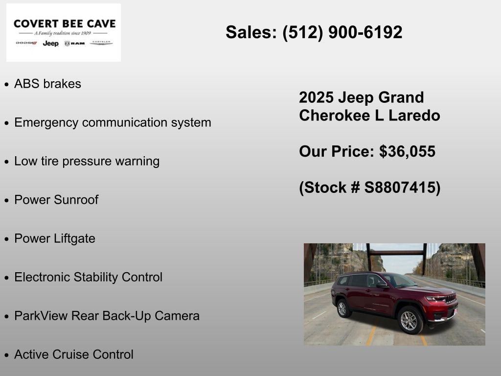 New Car 2025 Jeep Grand Cherokee L  For Sale Under $40,000 In Austin, Texas