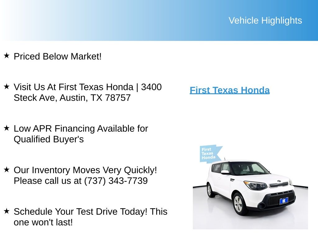 Used Car 2016 Kia Soul  Base For Sale Under $12,000 In Austin, Texas