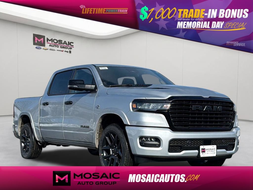 Silver Zynith 2026 RAM 1500 Laramie Crew Cab 4WD Pickup Truck Four-Wheel Drive 8-Speed Automatic