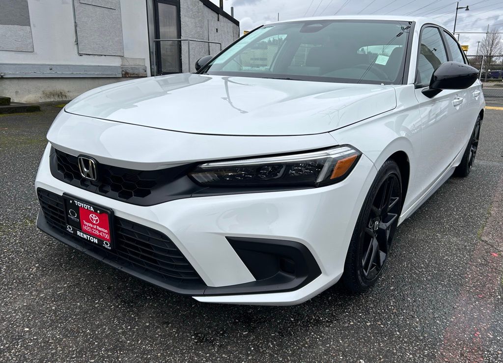 White 2024 Honda Civic Hatchback Sport FWD Hatchback Front-Wheel Drive Continuously Variable Transmission