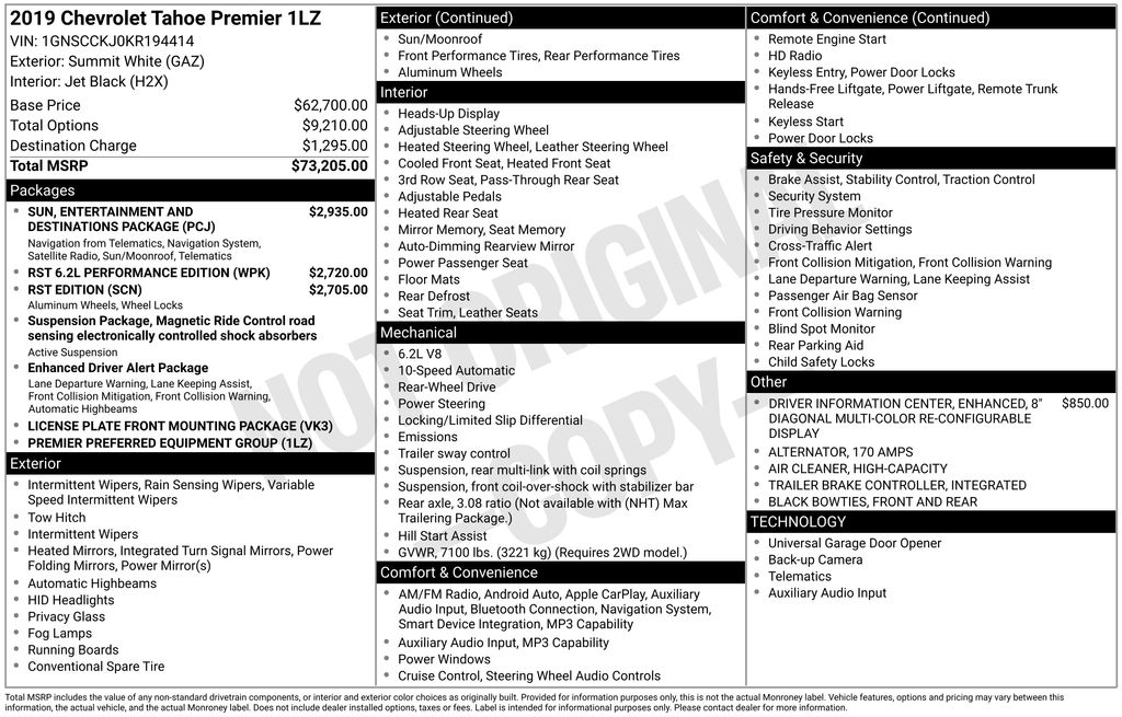 Used Car 2019 Chevrolet Tahoe  Premier For Sale Under $35,000 In Austin, Texas