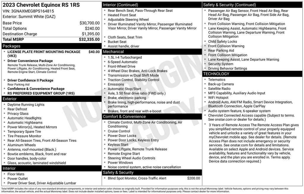 2023 Chevrolet Equinox RS White at John Sisson Motors