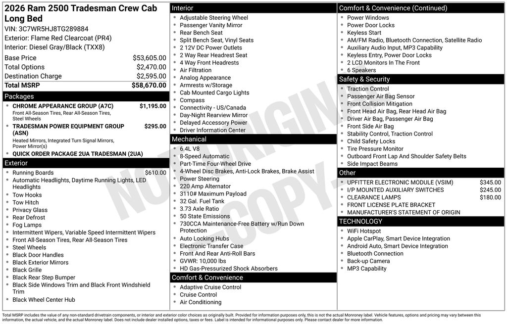 new 2026 Ram 2500 car, priced at $72,393