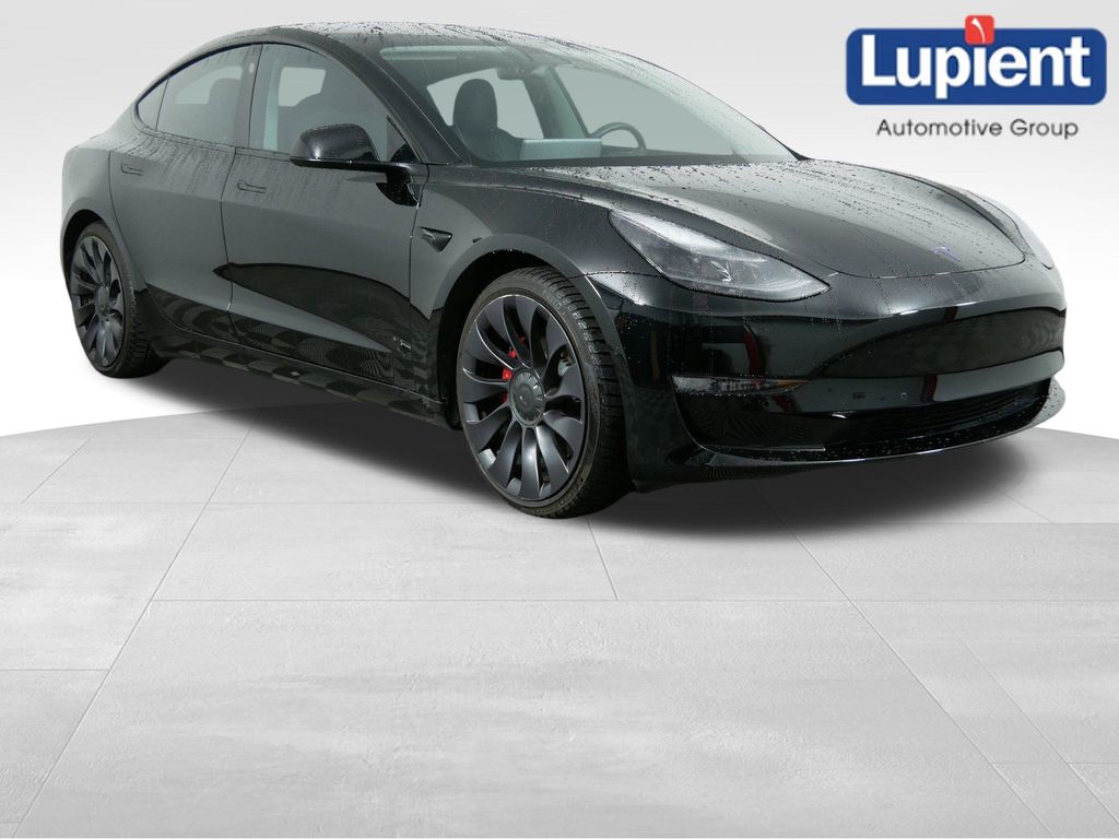 Solid Black 2021 Tesla Model 3 Performance AWD Sedan All-Wheel Drive 1-Speed Automatic