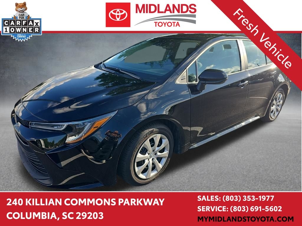 Midnight Black Metallic 2025 Toyota Corolla LE FWD Sedan Front-Wheel Drive Continuously Variable Transmission