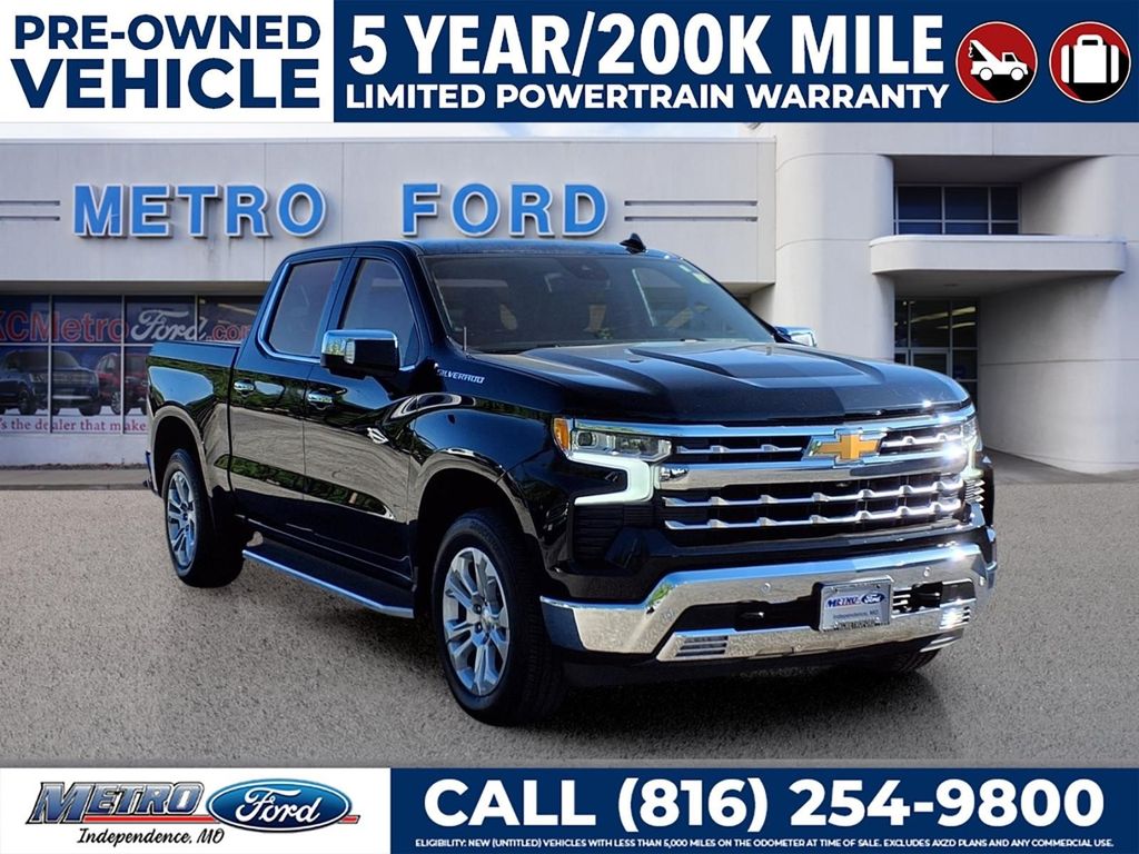 Black 2022 Chevrolet Silverado 1500 LTZ Crew Cab 4WD Pickup Truck Four-Wheel Drive Automatic